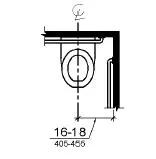 Architectural drawing of toilet with CL 16"-18"