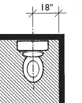 architectural drawing of toilet with CL 18"