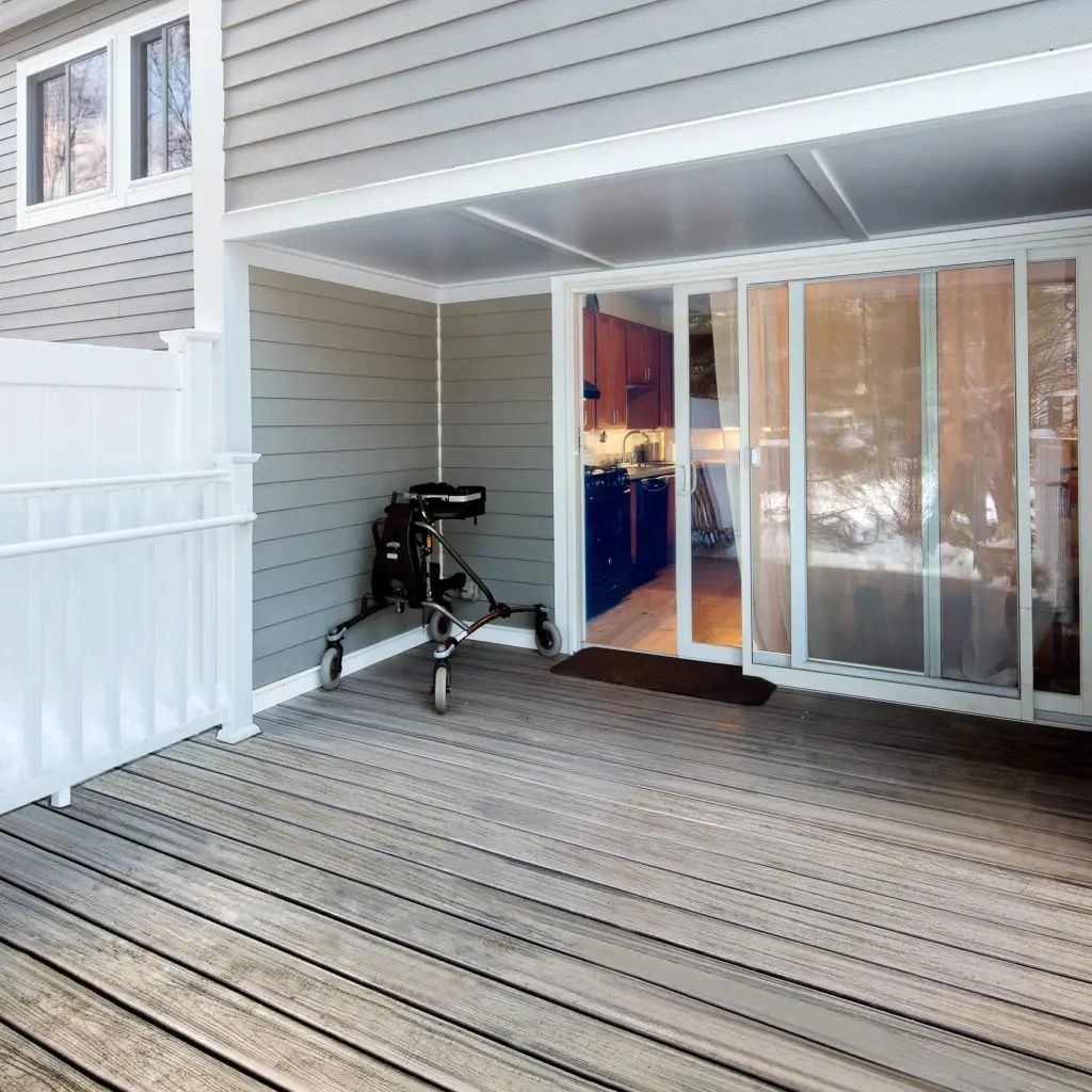 view of the back porch with an accessible threshold