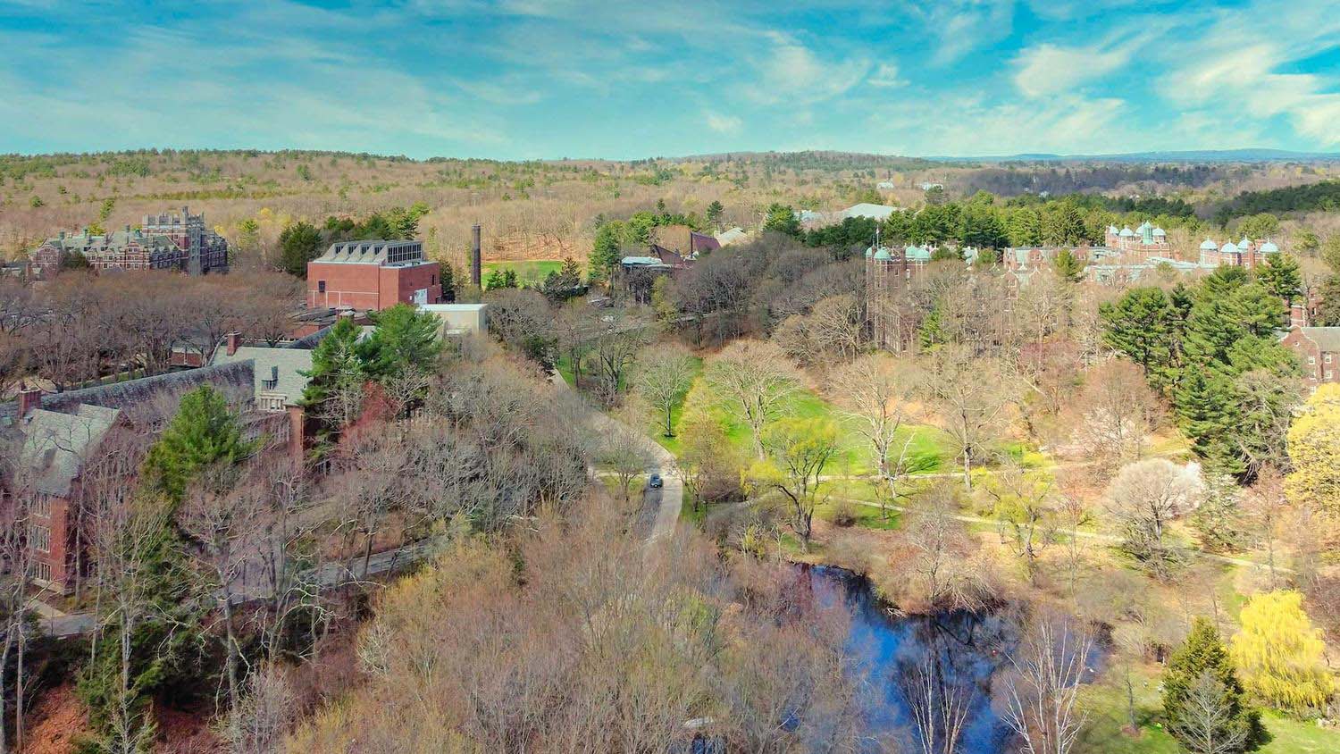 Aerial view of the Wellesley Campus.